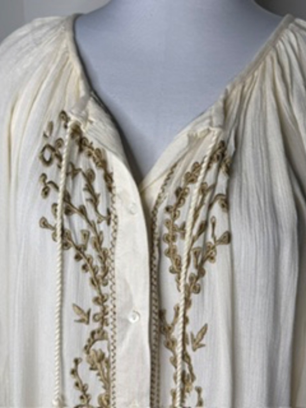 Elie Tahari Embroidered Peasant Flowy Bohemian Inspired Blouse Size 2X - Picture 3 of 10